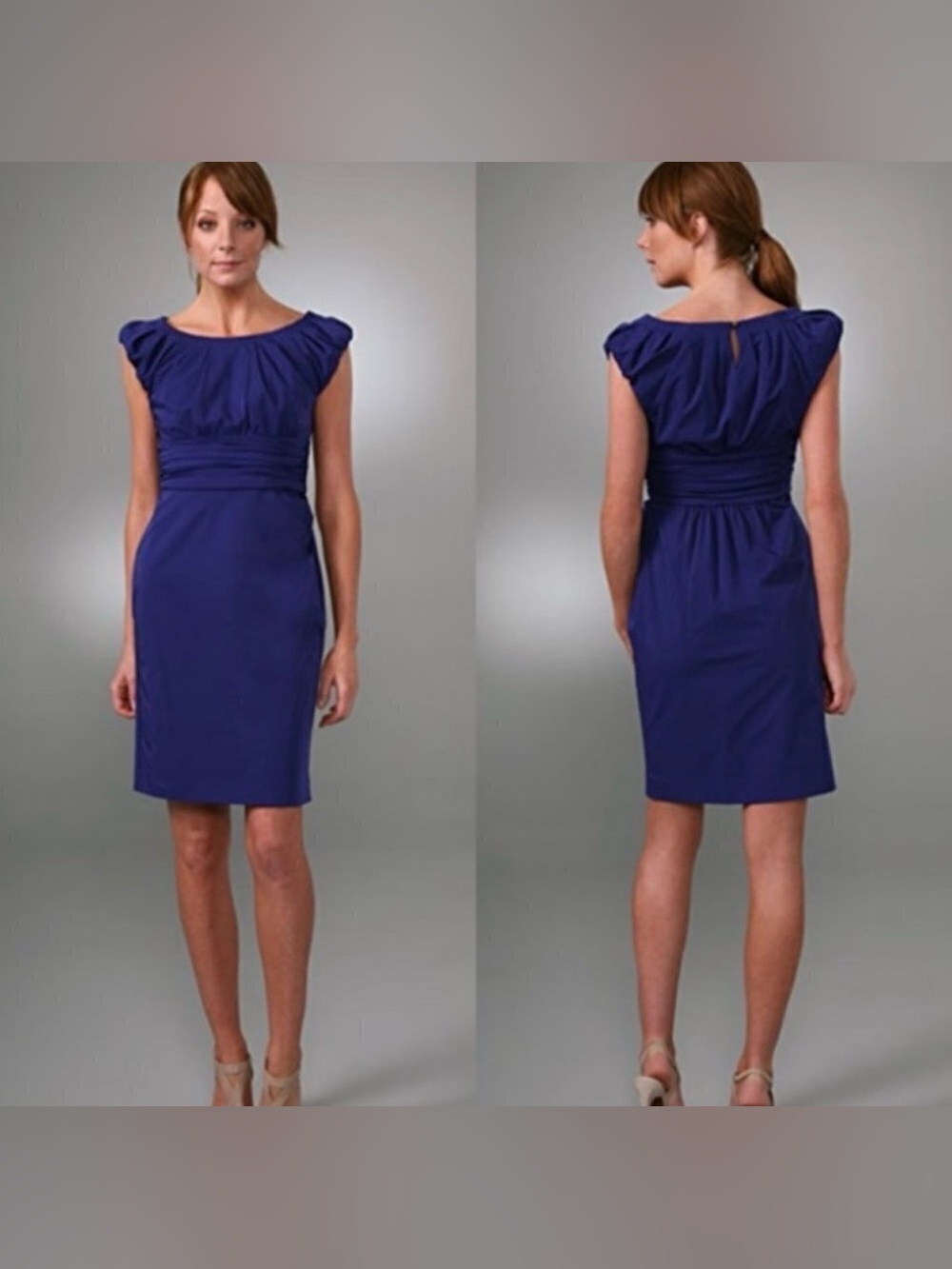 Diane von Furstenberg DVF Jamila Cobalt Blue Ruched Cocktail Dress 10